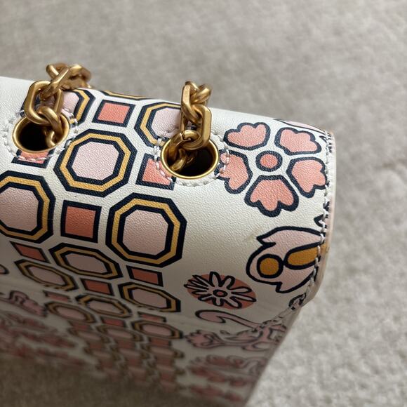 Tory Burch Gemini Link Hicks Garden Large Chain Leather Shoulder/crossbody Bag - Picture 12 of 15